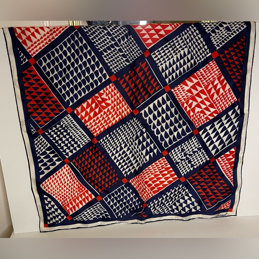 Burmel - 70’s Vintage Silk Scarf in Red, White & Blue - Picture 4 of 4